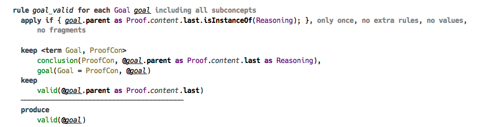 Goal validation rule