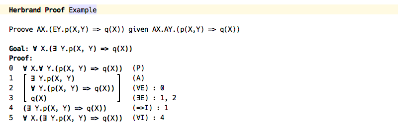 An example of a proof in Herbrand Logic